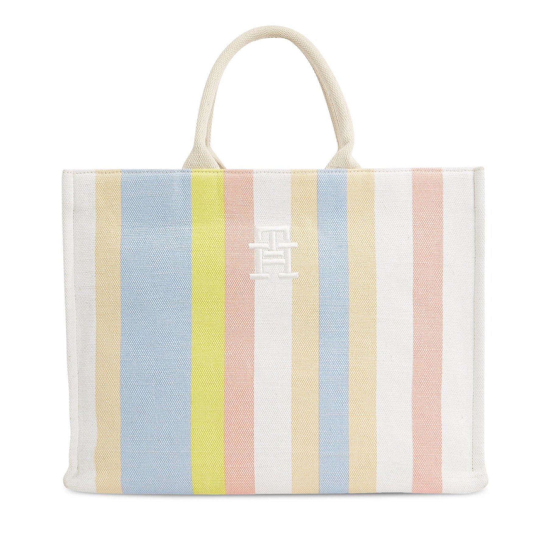 Sac à main Tommy Hilfiger Th Beach Tote Stripes AW0AW16411 Striped Canvas 0F8