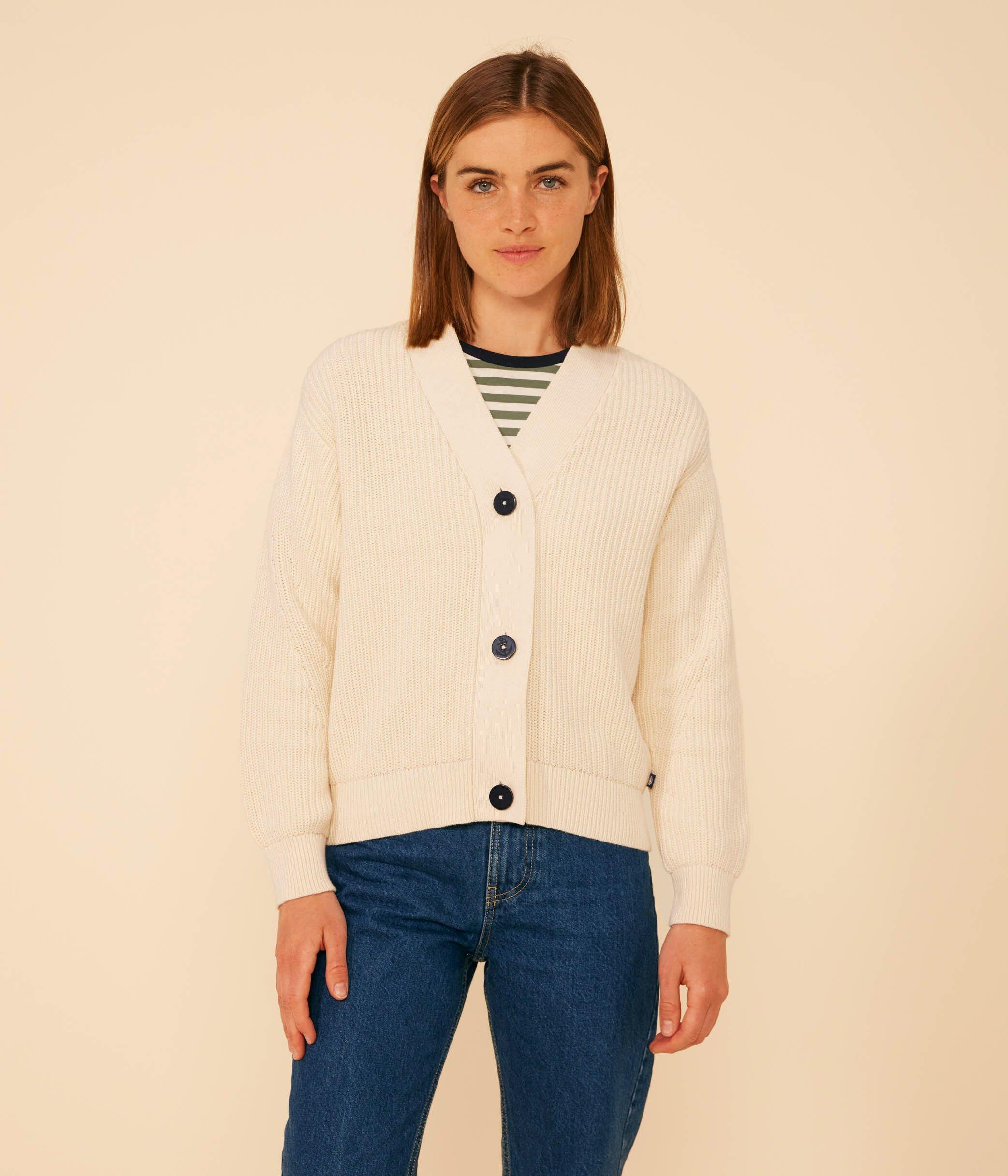 Cardigan en côte anglaise en coton femme