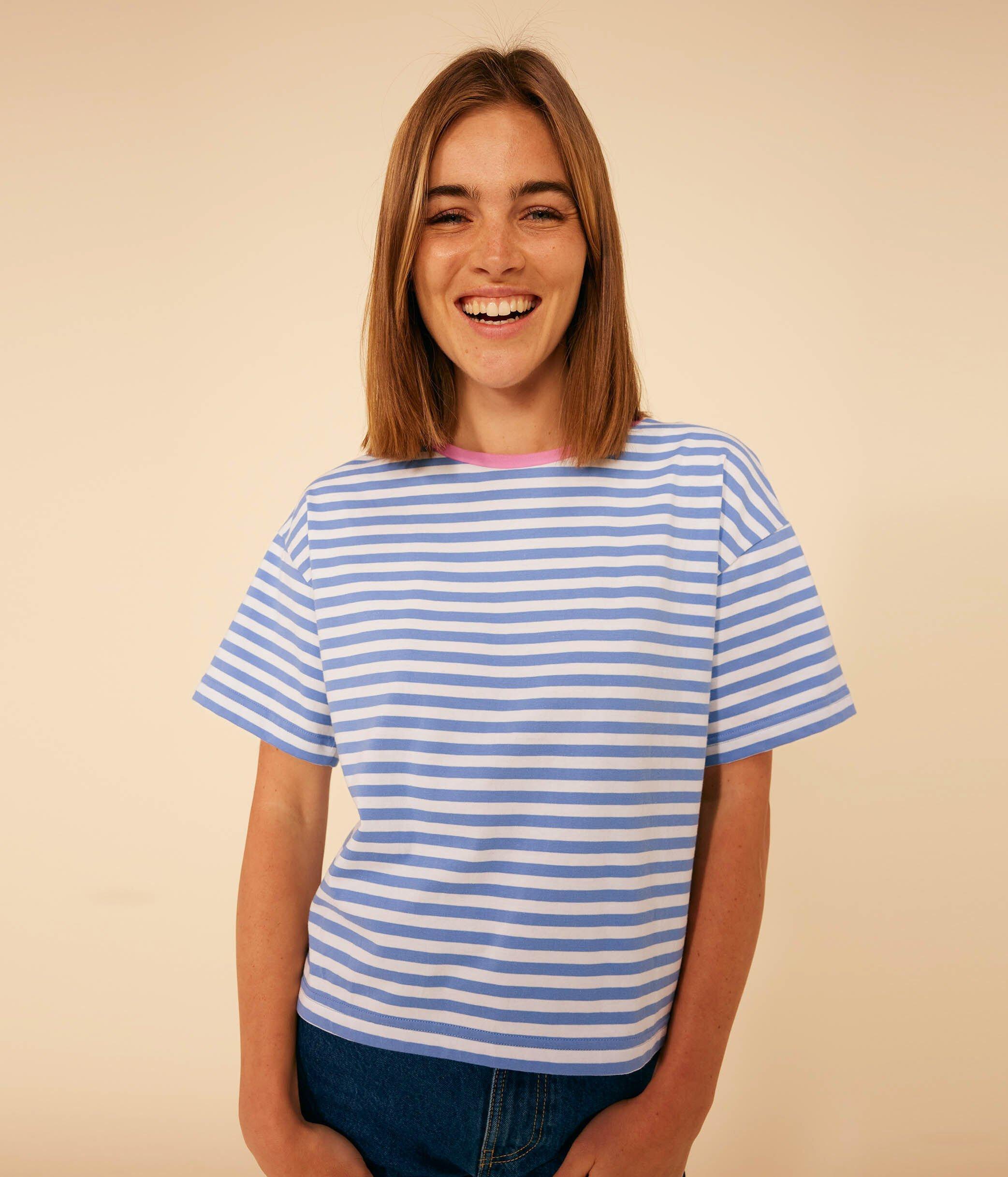 Petit Bateau – Tee-shirt le Boxy en coton rayé femme à 45 € chez Petit Bateau