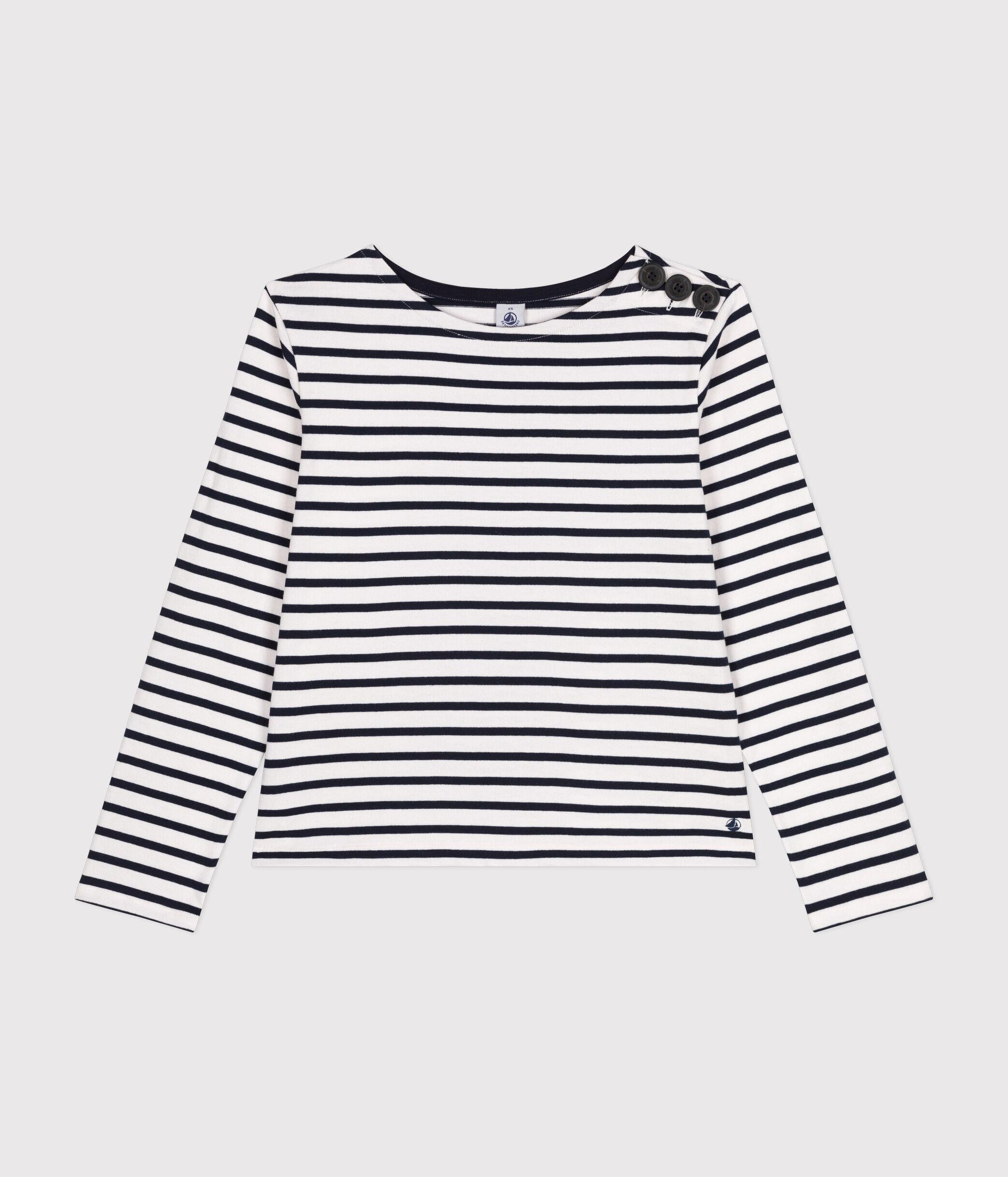 Petit Bateau – Marinière boutonnée en coton Femme à 90 € chez Petit Bateau